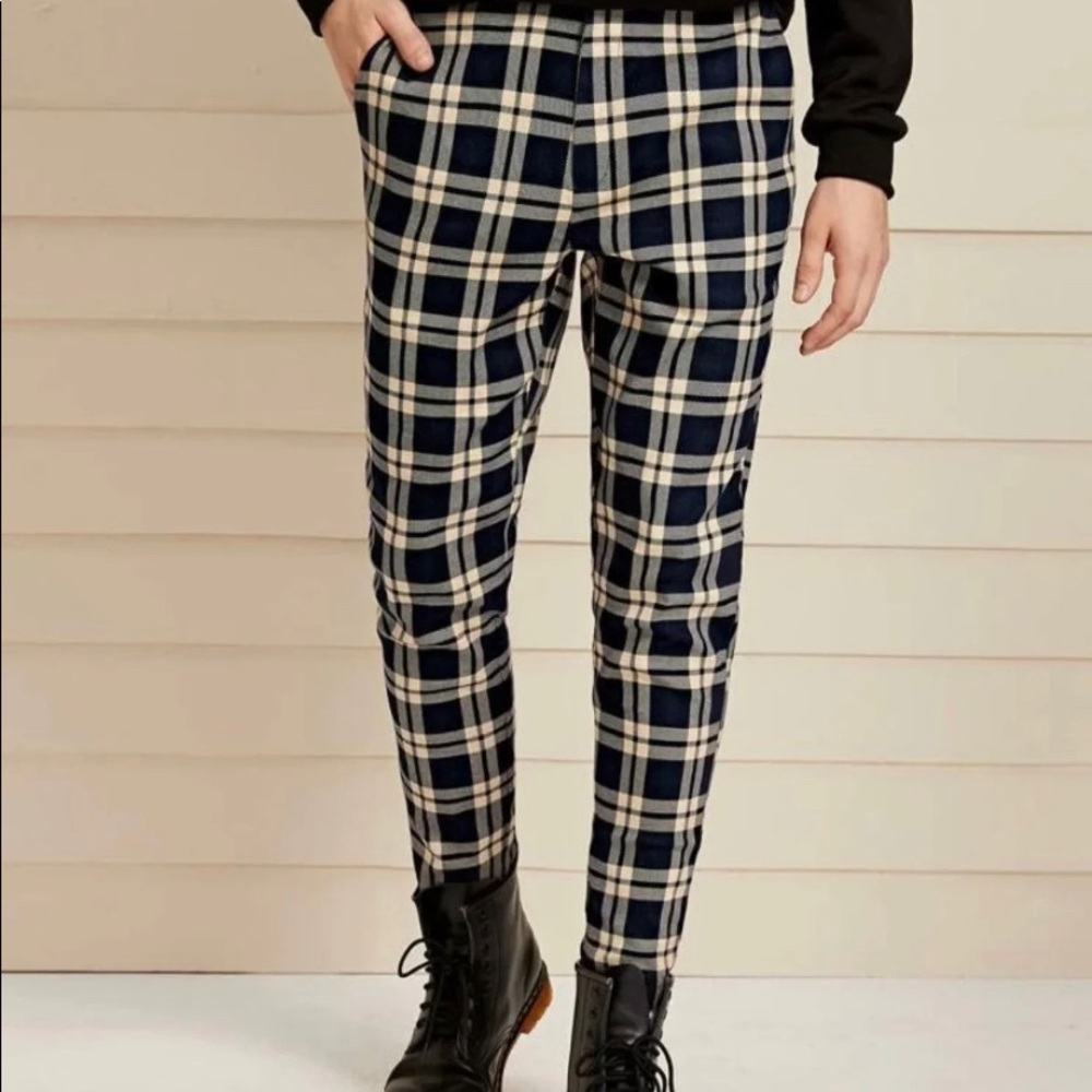 Mens Pocket Side Tartan Pants (Mens S)